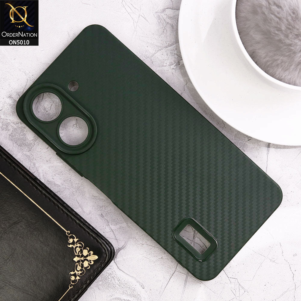 Xiaomi Poco C65 Cover - Green- New Carbon Fiber Ultra Thin Matte Soft Case With Logo Hole