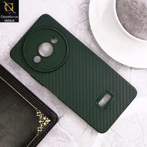 Xiaomi Redmi A3 Cover - Green- New Carbon Fiber Ultra Thin Matte Soft Case With Logo Hole