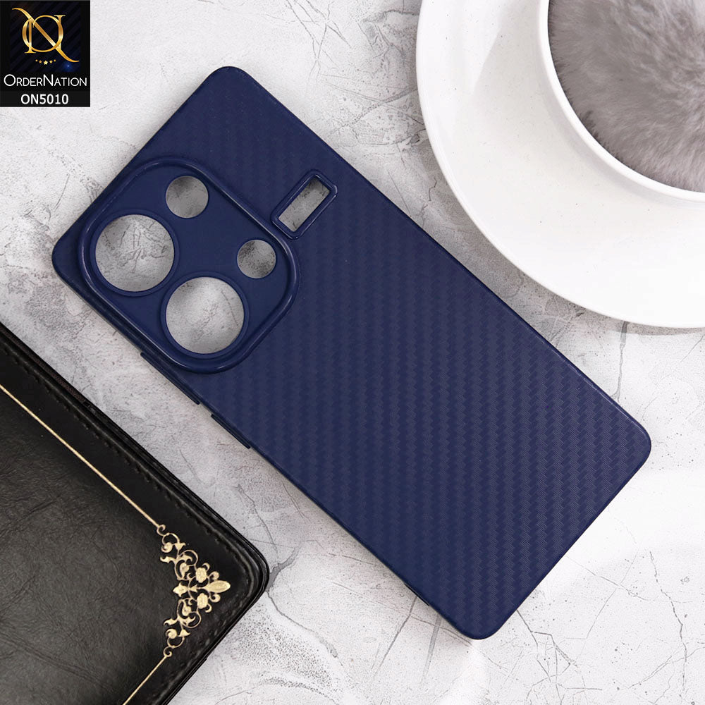 Xiaomi Redmi Note 13 Pro 4G Cover - Blue- New Carbon Fiber Ultra Thin Matte Soft Case With Logo Hole