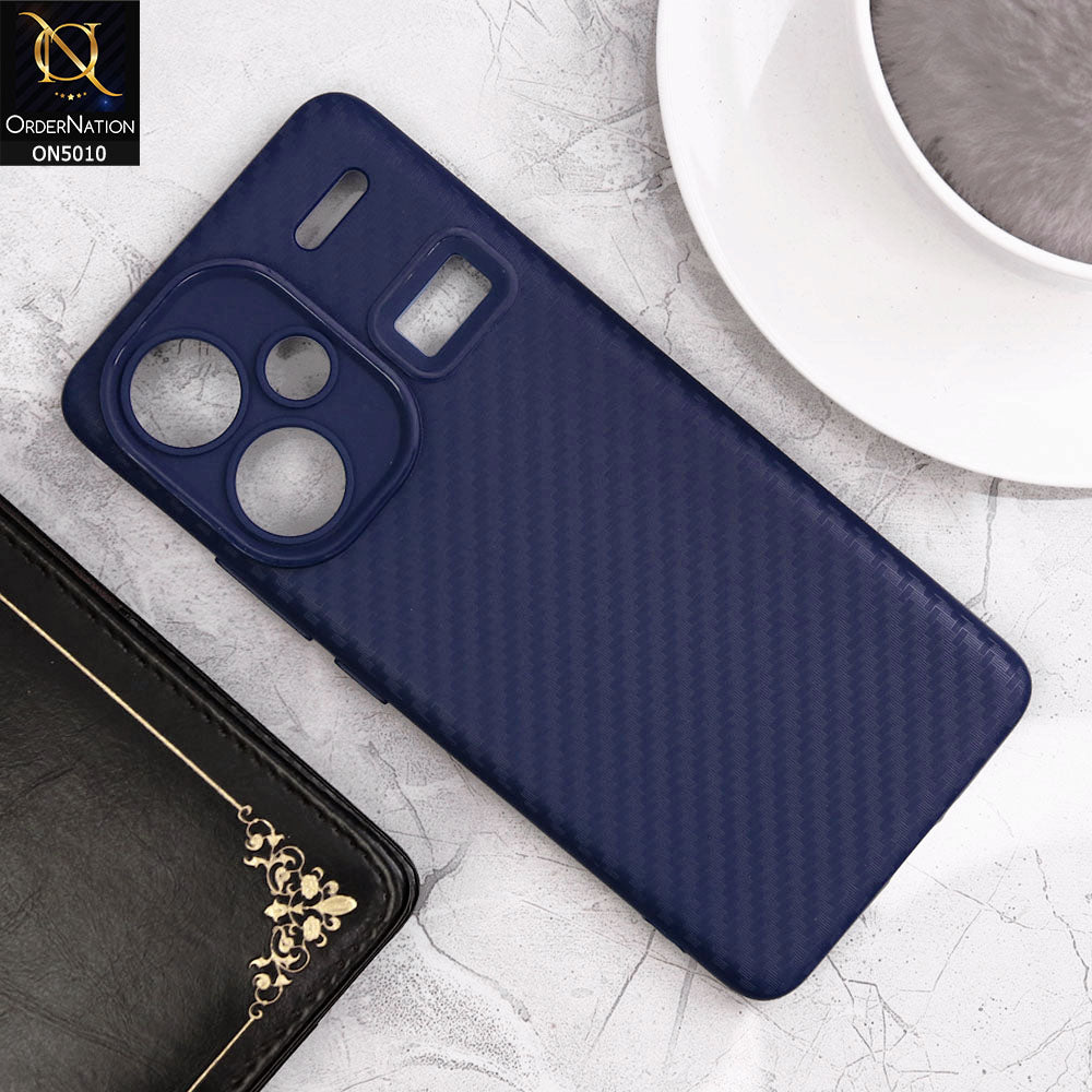 Xiaomi Redmi Note 13 Pro Plus 5G Cover - Blue- New Carbon Fiber Ultra Thin Matte Soft Case With Logo Hole