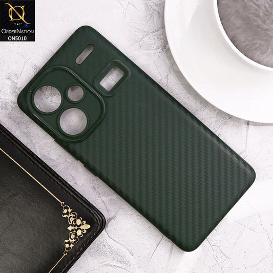 Xiaomi Redmi Note 13 Pro Plus 5G Cover - Green- New Carbon Fiber Ultra Thin Matte Soft Case With Logo Hole