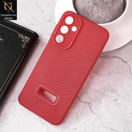 Samsung Galaxy A16 Cover - Red - New Carbon Fiber Ultra Thin Matte Soft Case With Logo Hole