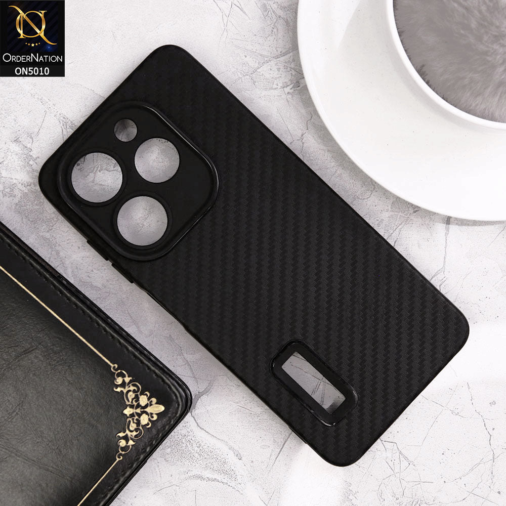 Tecno Spark 20C Cover - Black- New Carbon Fiber Ultra Thin Matte Soft Case With Logo Hole