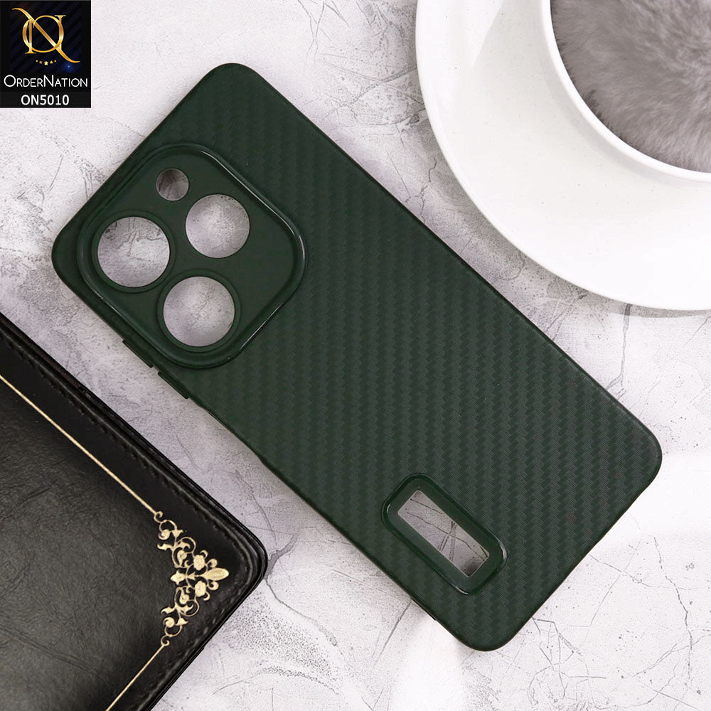 Tecno Pop 8 Cover - Green- New Carbon Fiber Ultra Thin Matte Soft Case With Logo Hole