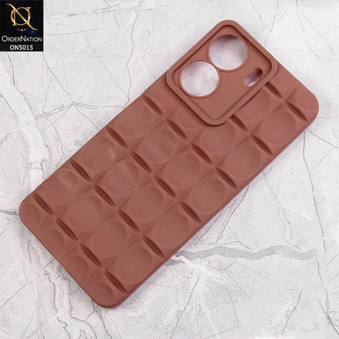 Xiaomi Poco C65 Cover - Brown - Geometric Cermaic Patteren Camera Protection Soft Silicone Case
