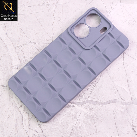 Xiaomi Poco C65 Cover - Light Blue - Geometric Cermaic Patteren Camera Protection Soft Silicone Case