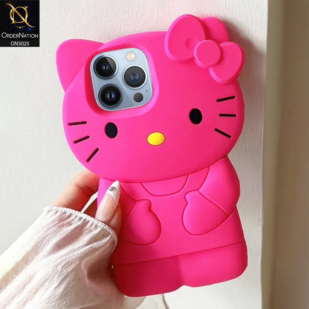 iPhone 13 Pro Max Cover  - Pink - New Trendy 3D Cartoon Kitty Soft Silicon Case