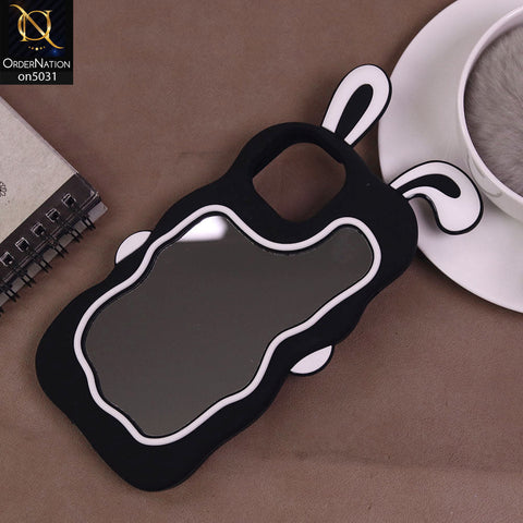 iPhone 11 Cover - Black - 360-Degree Protection Cute Cartoon Bunny Mirror Soft Silicone Case