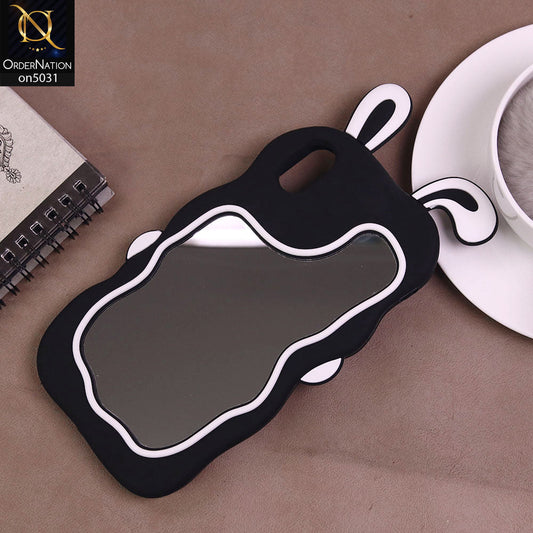 iPhone XS Max Cover - Black - 360-Degree Protection Cute Cartoon Bunny Mirror Soft Silicone Case