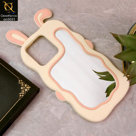 Realme Note 50 Cover - Pink -360-Degree Protection Cute Cartoon Bunny Mirror Soft Silicone Case