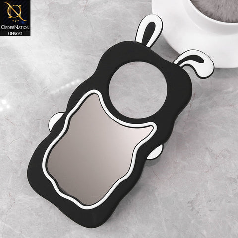 Xiaomi Redmi A3x Cover - Black - 360-Degree Protection Cute Cartoon Bunny Mirror Soft Silicone Case