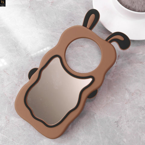 Xiaomi Redmi A3x Cover - Brown - 360-Degree Protection Cute Cartoon Bunny Mirror Soft Silicone Case