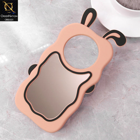 Xiaomi Redmi A3x Cover - Peach - 360-Degree Protection Cute Cartoon Bunny Mirror Soft Silicone Case