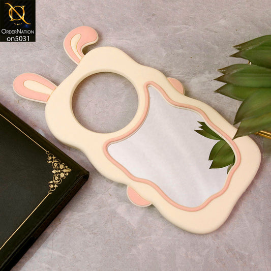 Xiaomi Redmi A3 Cover - Pink -360-Degree Protection Cute Cartoon Bunny Mirror Soft Silicone Case