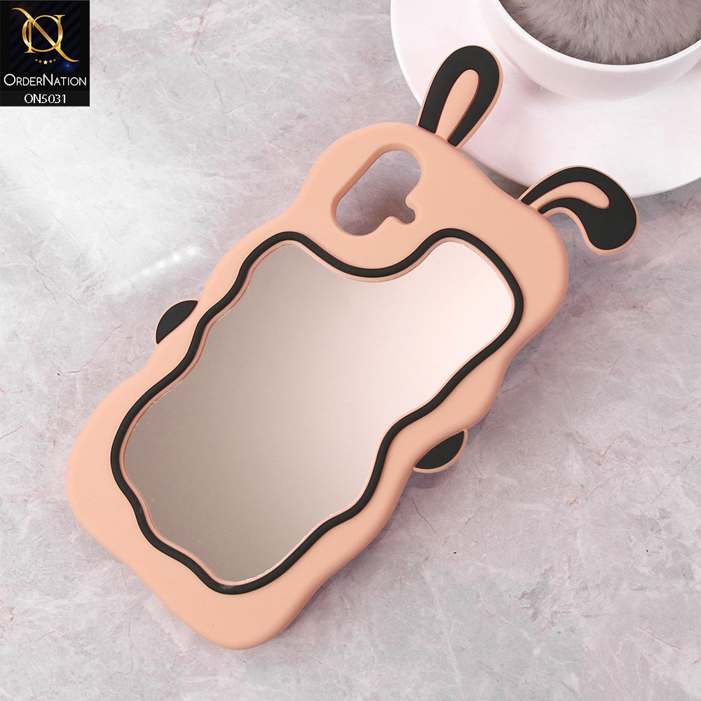 Samsung Galaxy A06 Cover - Peach - 360-Degree Protection Cute Cartoon Bunny Mirror Soft Silicone Case