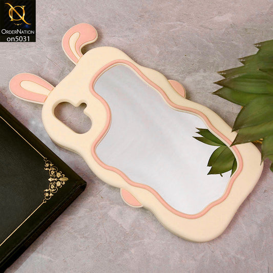 Samsung Galaxy A06 Cover - Pink -360-Degree Protection Cute Cartoon Bunny Mirror Soft Silicone Case