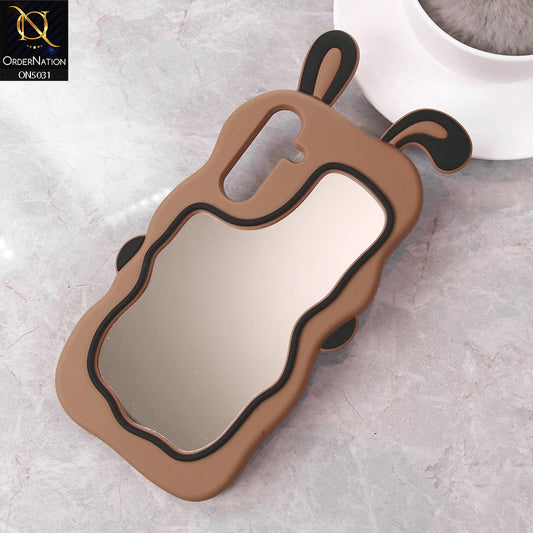 Samsung Galaxy A16 Cover - Brown - 360-Degree Protection Cute Cartoon Bunny Mirror Soft Silicone Case