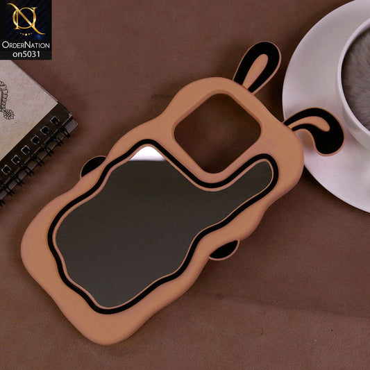 Infinix Hot 40i Cover - Peach - 360-Degree Protection Cute Cartoon Bunny Mirror Soft Silicone Case