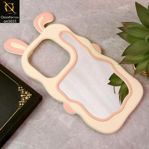 Infinix Smart 8 Cover - Pink -360-Degree Protection Cute Cartoon Bunny Mirror Soft Silicone Case