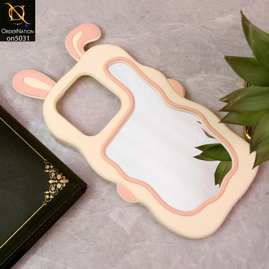 Infinix Hot 50i Cover - Pink -360-Degree Protection Cute Cartoon Bunny Mirror Soft Silicone Case