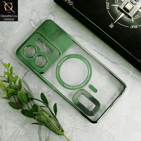 Vivo Y36 5G Cover - Green - New Electroplating Color Borders Camera Protection Magsafe Design Soft Transparent Case With Logo Hole