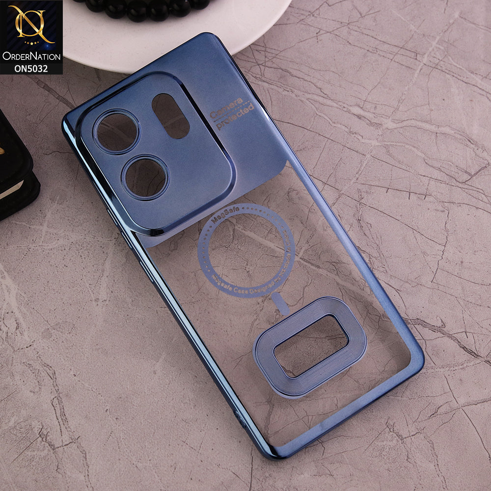 Infinix Zero 30 Cover - Sierra Blue - New Electroplating Color Borders Camera Protection Magsafe Design Soft Transparent Case With Logo Hole