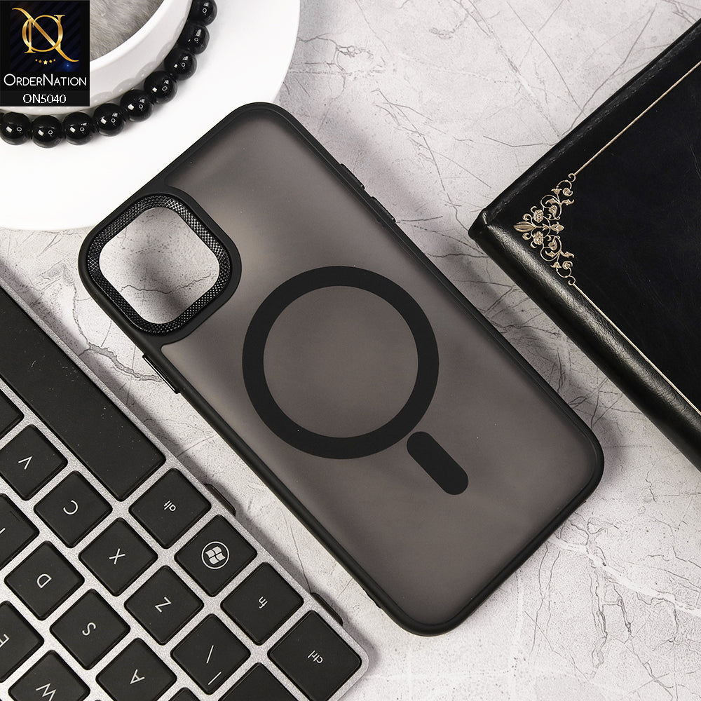 iPhone 11 - Black - Magnetic Collection Color Matte Semi Transparent Soft Border Magsafe Case
