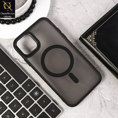 iPhone 11 - Black - Magnetic Collection Color Matte Semi Transparent Soft Border Magsafe Case