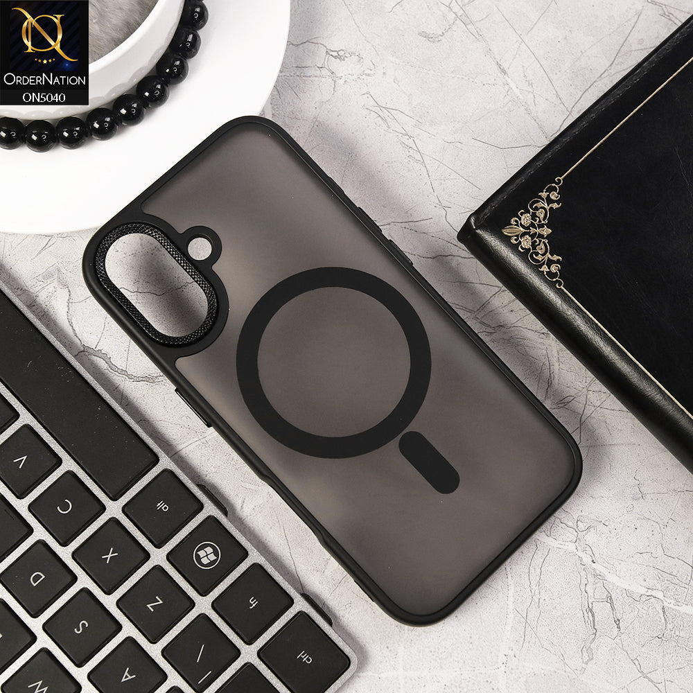 iPhone 16 - Black - Magnetic Collection Color Matte Semi Transparent Soft Border Magsafe Case