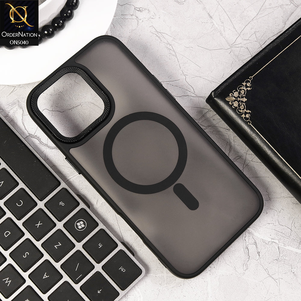 iPhone 16 Pro Max - Black - Magnetic Collection Color Matte Semi Transparent Soft Border Magsafe Case