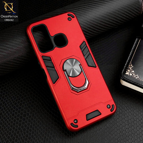 Tecno Spark 5 pro Cover - Red - New Dual PC + TPU Hybrid Style Protective Soft Border Case With Kickstand Holder