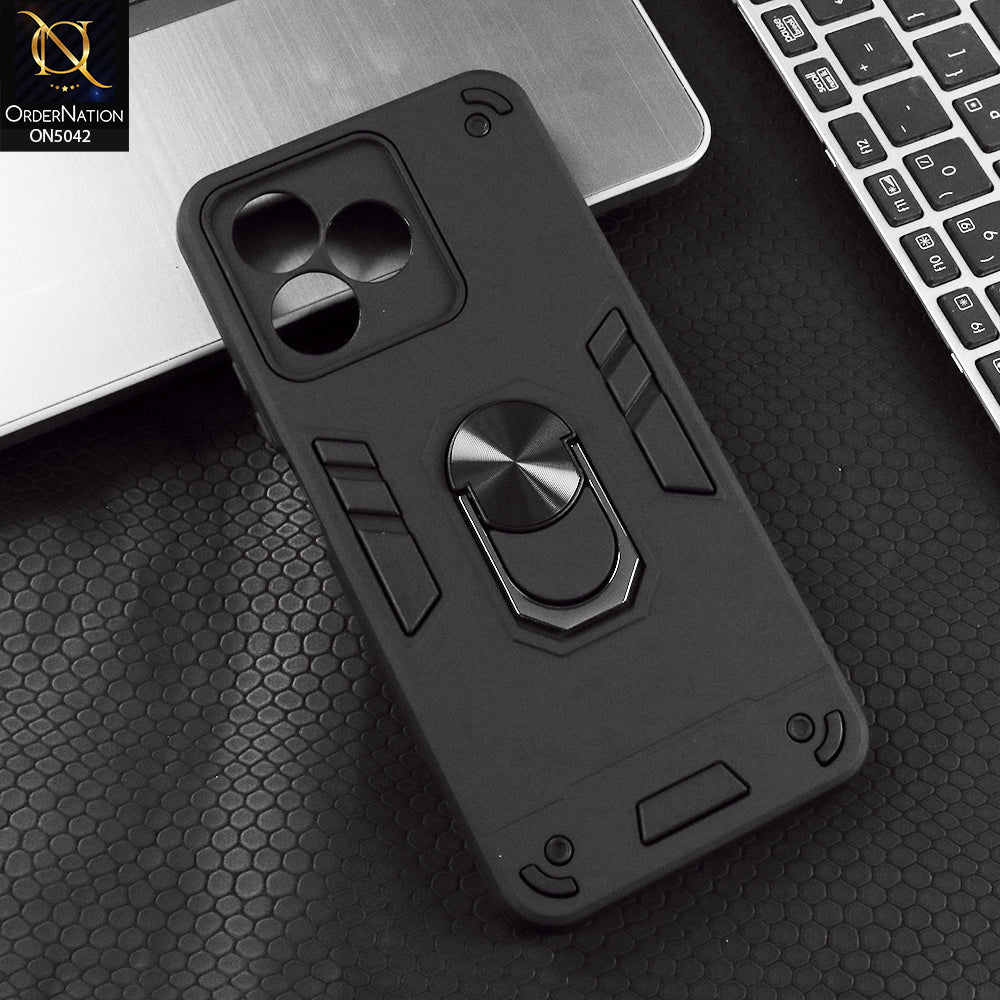 Infinix Note 50 4G Cover - Black - New Dual PC + TPU Hybrid Style Protective Soft Border Case With Kickstand Holder