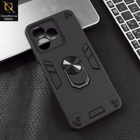 Infinix Note 50 4G Cover - Black - New Dual PC + TPU Hybrid Style Protective Soft Border Case With Kickstand Holder