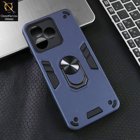 Infinix Note 50 Pro 4G Cover - Midnight Blue - New Dual PC + TPU Hybrid Style Protective Soft Border Case With Kickstand Holder