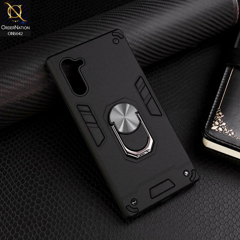 Samsung Galaxy Note 10 Cover - Black - New Dual PC + TPU Hybrid Style Protective Soft Border Case With Kickstand Holder