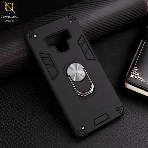 Samsung Galaxy Note 9 Cover - Black - New Dual PC + TPU Hybrid Style Protective Soft Border Case With Kickstand Holder