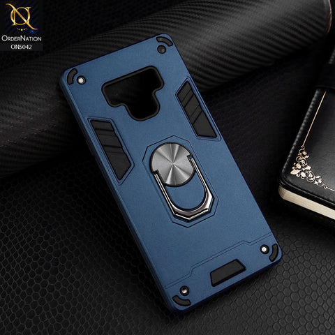 Samsung Galaxy Note 9 Cover - Midnight Blue - New Dual PC + TPU Hybrid Style Protective Soft Border Case With Kickstand Holder