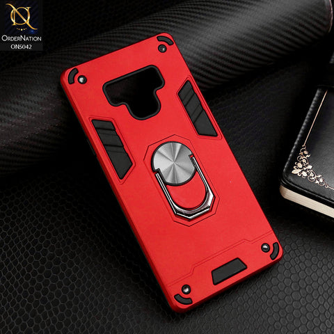 Samsung Galaxy Note 9 Cover - Red - New Dual PC + TPU Hybrid Style Protective Soft Border Case With Kickstand Holder