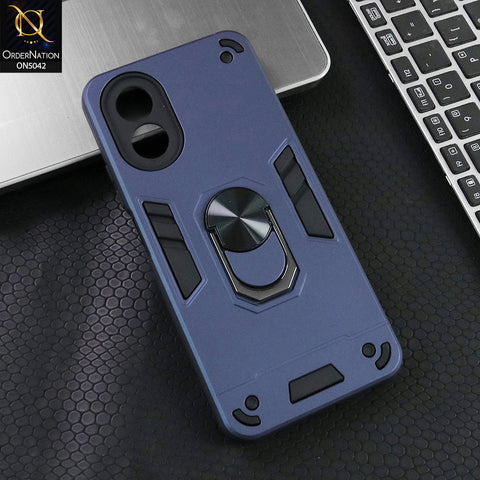 Oppo A38 Cover - Midnight Blue - New Dual PC + TPU Hybrid Style Protective Soft Border Case With Kickstand Holder