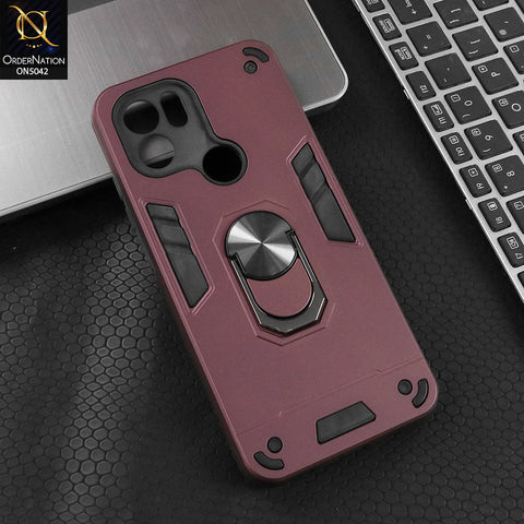 Xiaomi Redmi A1 Cover - Burgundy - New Dual PC + TPU Hybrid Style Protective Soft Border Case With Kickstand Holder