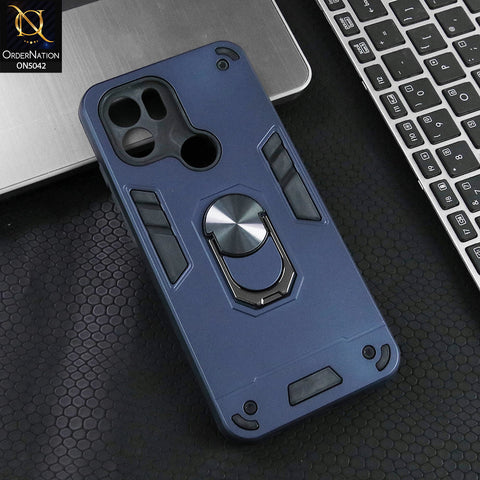 Xiaomi Redmi A1 Cover - Midnight Blue - New Dual PC + TPU Hybrid Style Protective Soft Border Case With Kickstand Holder