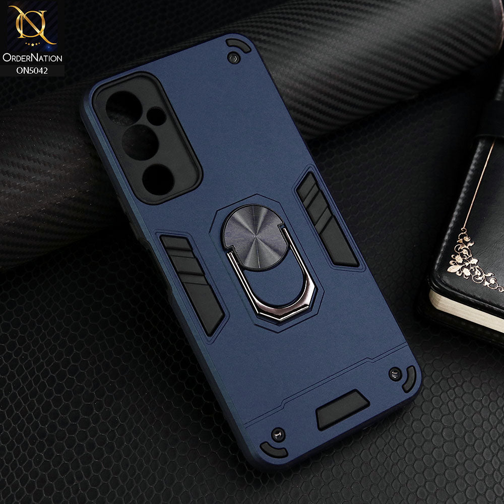 Tecno Pova Neo 2 Cover - Midnight Blue - New Dual PC + TPU Hybrid Style Protective Soft Border Case With Kickstand Holder