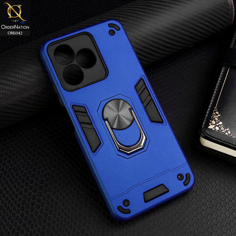Realme Note 50 Cover - Blue - New Dual PC + TPU Hybrid Style Protective Soft Border Case With Kickstand Holder