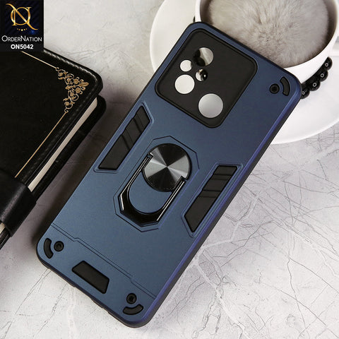 Xiaomi Poco C55 Cover - Midnight Blue - New Dual PC + TPU Hybrid Style Protective Soft Border Case With Kickstand Holder