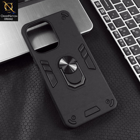 Xiaomi Poco C65 Cover - Black - New Dual PC + TPU Hybrid Style Protective Soft Border Case With Kickstand Holder