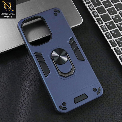 Xiaomi Poco C65 Cover - Midnight Blue - New Dual PC + TPU Hybrid Style Protective Soft Border Case With Kickstand Holder
