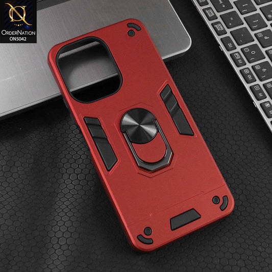 Xiaomi Poco C65 Cover - Red - New Dual PC + TPU Hybrid Style Protective Soft Border Case With Kickstand Holder