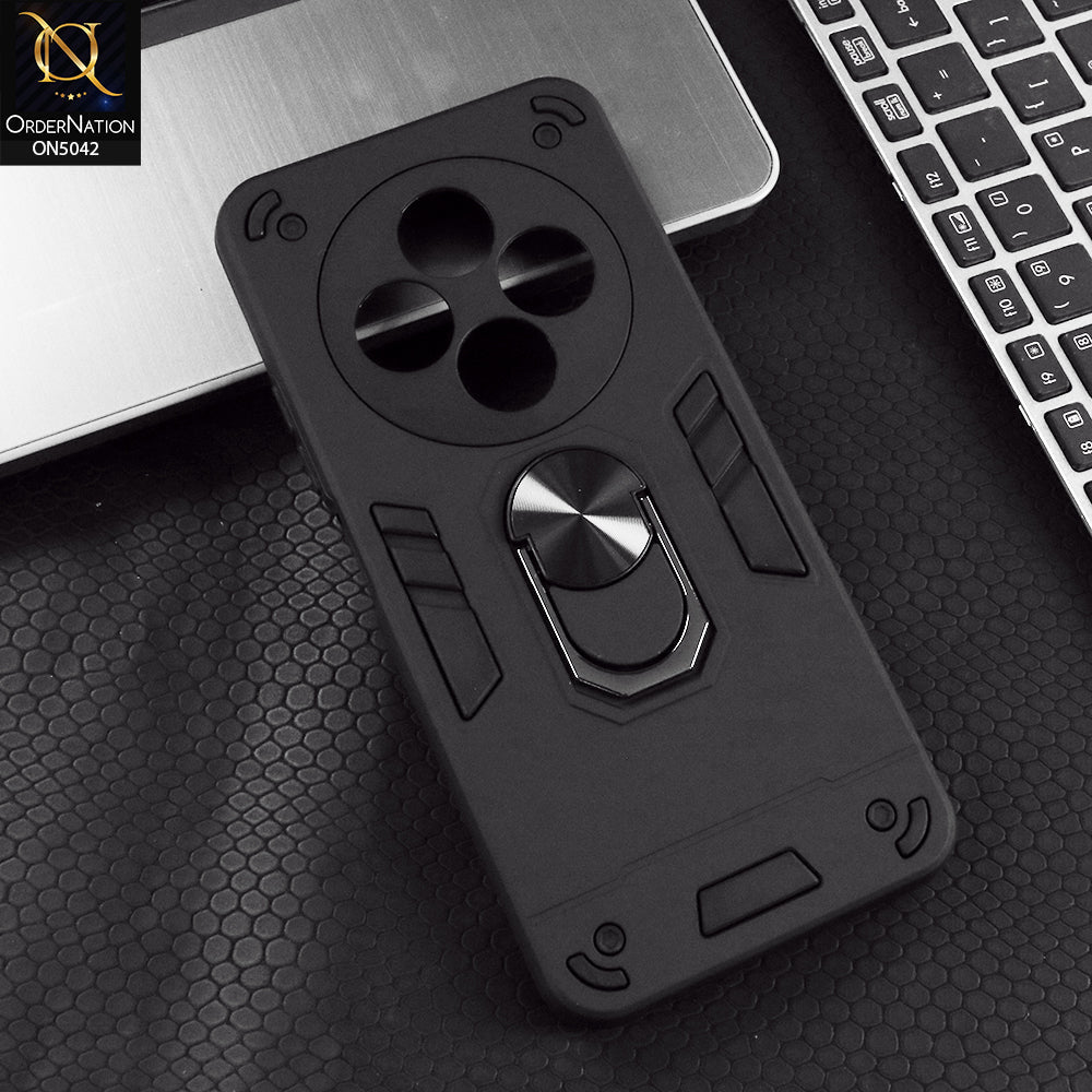 Xiaomi Poco C75 Cover - Black - New Dual PC + TPU Hybrid Style Protective Soft Border Case With Kickstand Holder