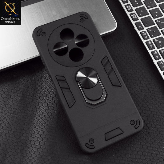 Xiaomi Redmi 14R Cover - Black - New Dual PC + TPU Hybrid Style Protective Soft Border Case With Kickstand Holder