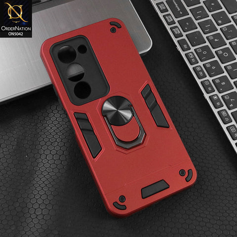 Xiaomi Redmi 15 4G Cover - Red - New Dual PC + TPU Hybrid Style Protective Soft Border Case With Kickstand Holder